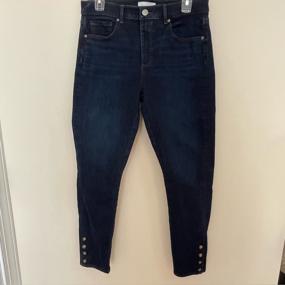 LOFT Dark Wash Skinny Jeans With Button Rows on Lower Legs Women’s Size 29/8